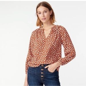 J. Crew Drapey Ruffleneck Top in Brushstroke Printed 365 Crepe Blouse Size M